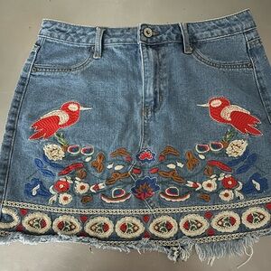 Umgee Embroidered Denim Skirt size medium